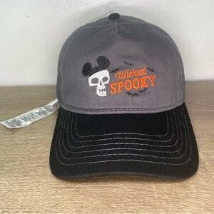 NWT Disney Parks Wicked Spooky Hat Adult Cotton Cap 57-60 cm Gray Black Orange